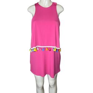 Judith March Sleeveless Mini Dress Tassel Crossover Back Pink SZ Medium